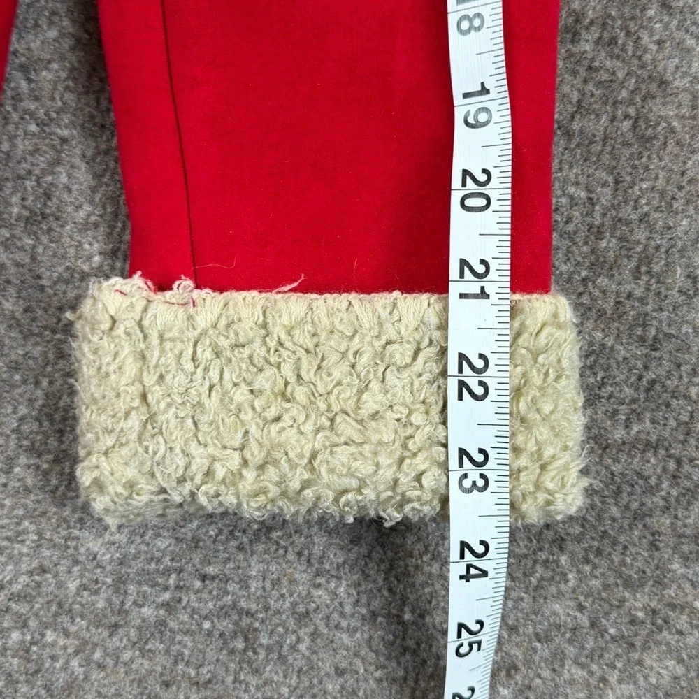 VTG Gap Kids Girl’s XL Red Faux Suede Shearling Nordic Embroidered Hooded Jacket